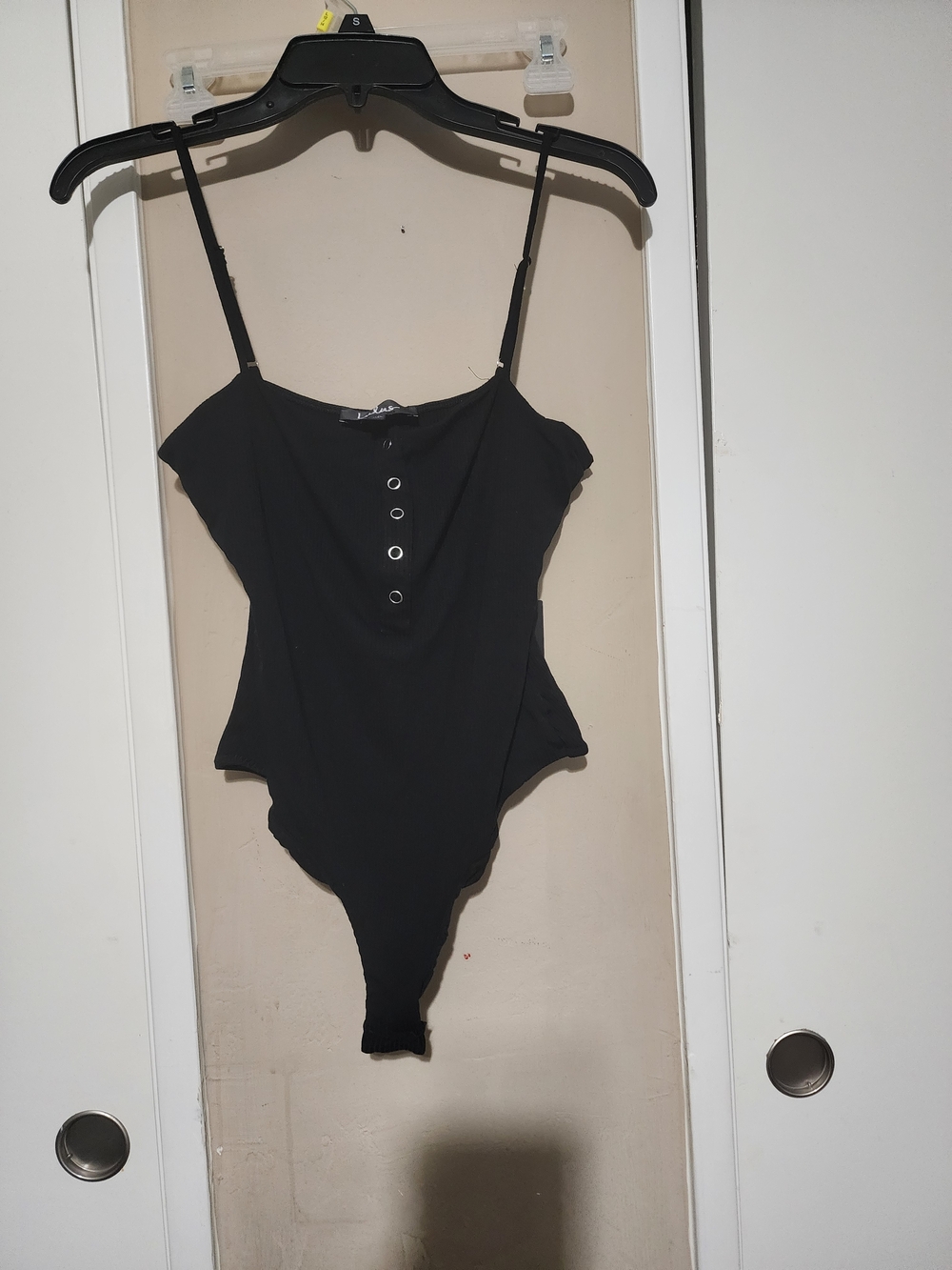 Lulu's Black Button-Front Sleeveless Bodysuit